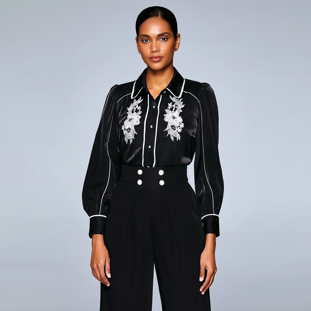 Classic Black Temperament Long Sleeve Shirt