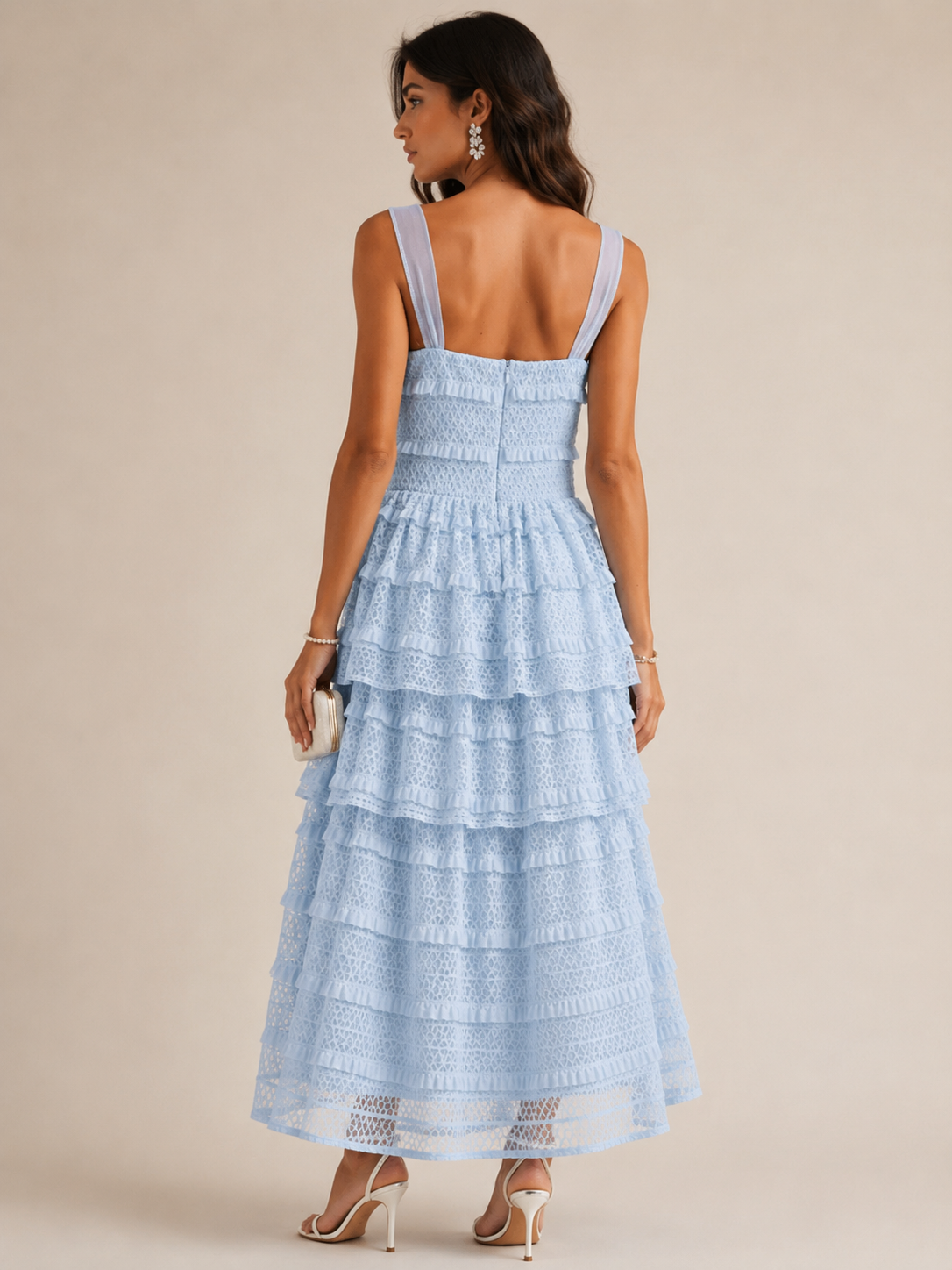 Love Me Maxi Sleeveless Ruffle Tiered Lace Maxi Dress