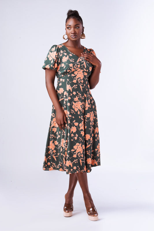 Luna Green Midi Dress