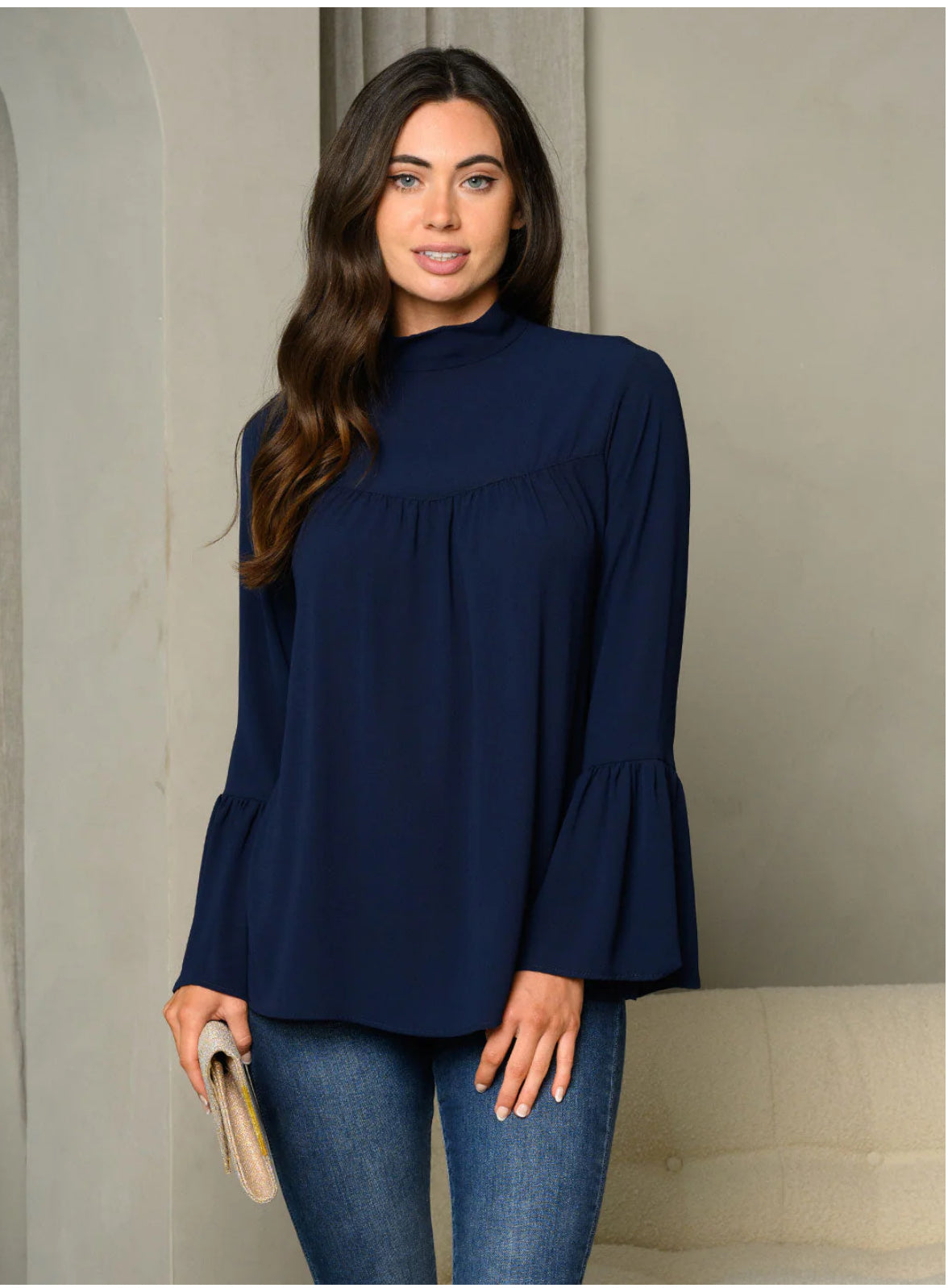 Darling Mock Neck Bell Long Sleeve Top