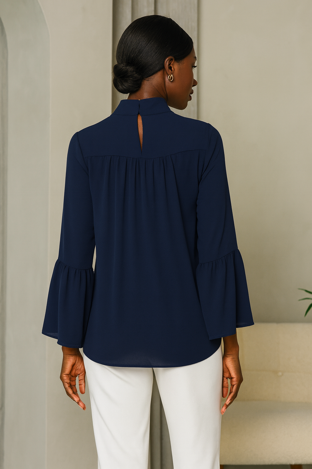 Darling Mock Neck Bell Long Sleeve Top