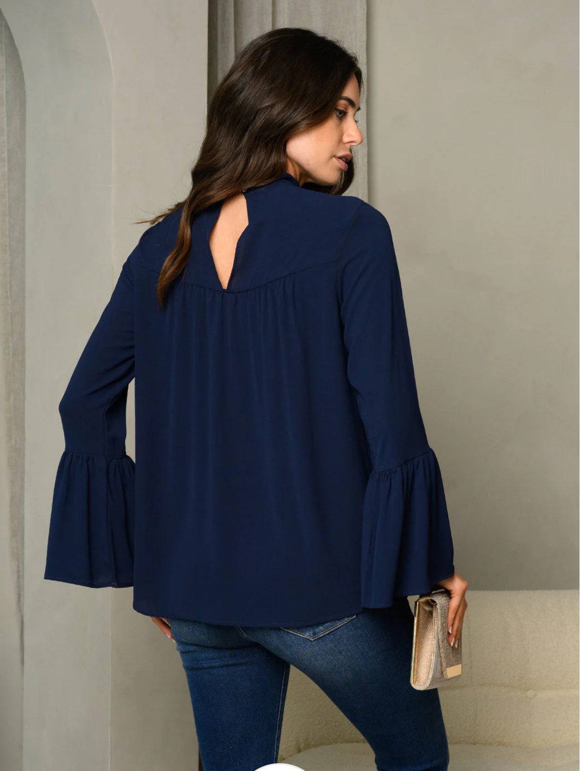 Darling Mock Neck Bell Long Sleeve Top