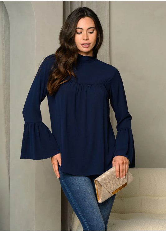 Darling Mock Neck Bell Long Sleeve Top