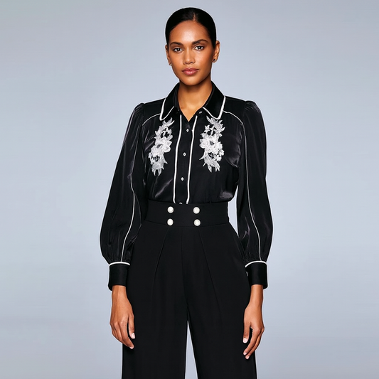 Classic Black Temperament Long Sleeve Shirt